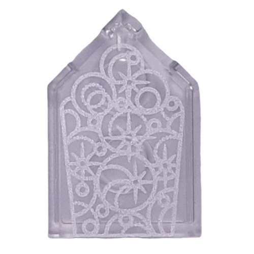 Lego Tile Special 2 x 3 Pentagonal with Silver Stars/Circles (Tiara) Print / Trans-Clear