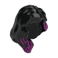 Lego Hair Mid-Length with Part over Right Shoulder and Magenta Highlights Print / Black