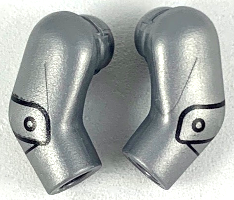 Lego Arm, (Matching Left and Right) Pair with Elbow Joint Panels Pattern / Flat Silver