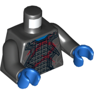 Lego Torso Robes with Silver Trim over Armor and Dark Red Wounds Print, Black Arms, Blue Hands / Black