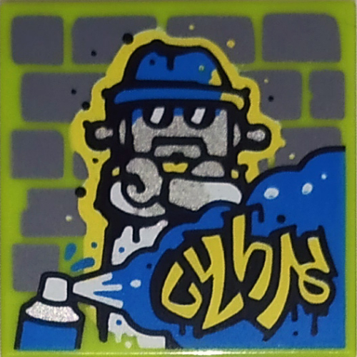 Lego Tile 2 x 2 with Graffiti Artwork Print (43112-1)
