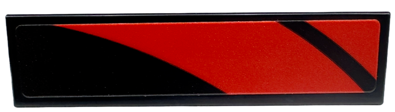 Lego Tile 1 x 4 with Red Curved Stripes Pattern Model Left Side (Sticker) - Set 76916