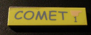 Lego Tile 1 x 4 with 'COMET' and '1' Pattern (Sticker) - Set 5941