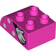 Lego Duplo Brick 2 x 3 with Curved Top with White Spots and Hand with White Glove Print (Minnie Mouse)
