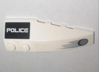 Lego Wedge 6 x 2 Left with 'POLICE' on Black Background and Hole with Flames Pattern (Stickers) - Set 5969