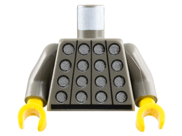 Lego Torso Studded Armor with Silver Circles, Black Belt Pattern / Dark Gray Arms / Yellow Hands