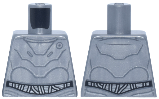 Lego Torso SW RA-7 Protocol Droid, Curved Dark Silver Panels and Silver and Black Wires Pattern / Flat Silver