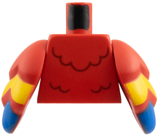 Lego Torso Dark Red Feathers Pattern / Red Bird Wings with Yellow and Blue Feathers Pattern