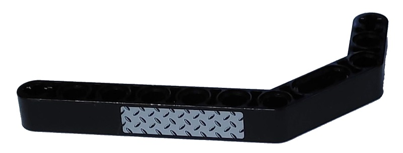 Lego Technic, Liftarm, Modified Bent Thick 1 x 11.5 Double with Silver Tread Plate Pattern (Sticker) - Set 8292