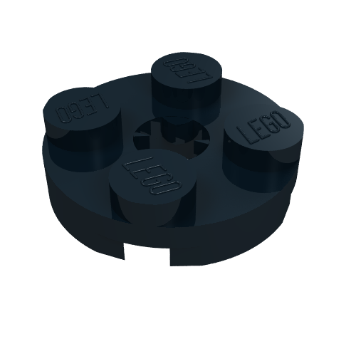 Lego Plate Round 2 x 2 with Axle Hole Type 2 (X Opening) / Black