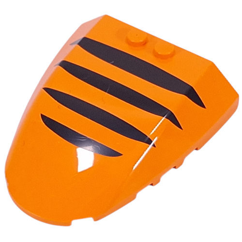Lego Windscreen 6 x 7 x 1 1/3 with Black Stripes Print / Orange