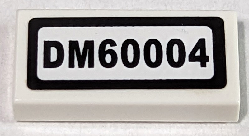 Lego Tile 1 x 2 with 'DM60004' Pattern (Sticker) - Set 60004 / White