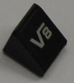 Lego Slope 30 1 x 1 x 2/3 with Silver 'V8' on Black Background Pattern (Sticker) - Set 8186