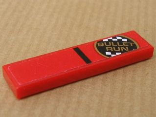 Lego Tile 1 x 4 with 'BULLET RUN' Logo Pattern (Sticker) - Set 8147