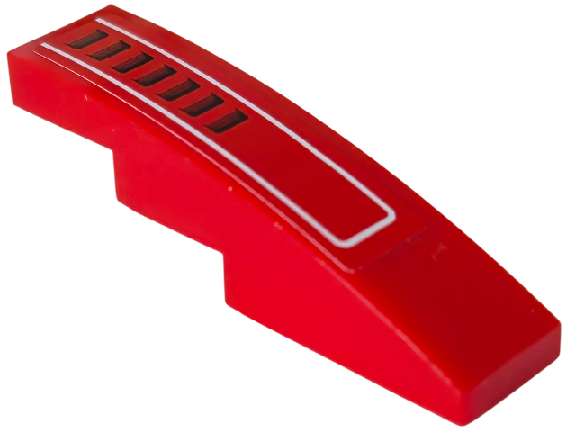 Lego Slope, Curved 4 x 1 with White Line and 7 Vents Pattern (Sticker) - Set 8077