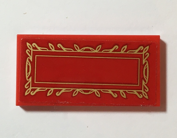 Lego Tile 2 x 4 with Gold Bordered Red Rug Pattern (Sticker) - Set 41188