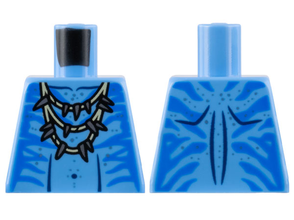 Lego Torso Na'vi with Blue Markings, Tan Necklace with Claws, and Silver Spots Pattern / Medium Blue