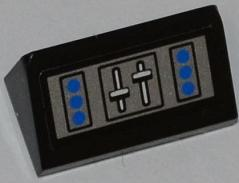 Lego Slope 30 1 x 2 x 2/3 with Blue Buttons and Levers Pattern (Sticker) - Set 7287