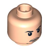 Lego Minifig Head Viktor Krum, Thin Mouth with Chin Whiskers Print [Blocked Open Stud] / Light Nougat