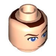 Lego Minifig Head Sokka (Avatar), Blue Eyes, Raised Eyebrow, Smirk Print [Blocked Open Stud]