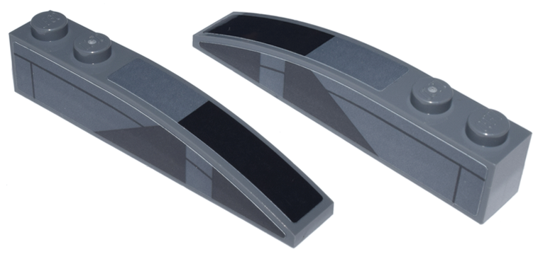 Lego Slope, Curved 6 x 1 with 2 Studs with Black Polygons and Lines Pattern on Top and Both Sides (Stickers) - Set 75314