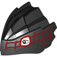 Lego Creature Body Part, Dragon Head with White Eyes, Red Webbing Print / Black
