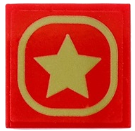 Lego Tile 2 x 2 with Gold Star and Border Pattern (Sticker) - Set 41448