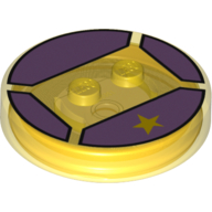 Lego Function Brick Round 4 x 4 x 2/3 with 2 Studs and Yellow Star on Medium Lavender Background Print / Trans-Yellow