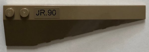 Lego Wedge 10 x 3 Right with 'JR.90' Pattern (Sticker) - Set 76075 / Dark Tan