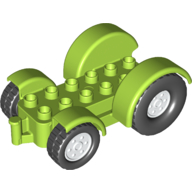 Lego Duplo Car Base 2 x 6 Tractor with Mudguards, White Wheels / Lime