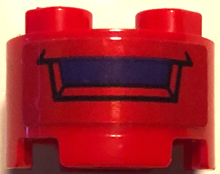 Lego Brick, Round 2 x 2 with Axle Hole with Dark Purple Mailbox Slot with Black Outline Pattern (Sticker) - Set 41714 / Red
