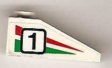 Lego Slope 33 3 x 1 with Black Number 1 on Green and Red Stripes Pattern Model Right Side (Sticker) - Set 6539