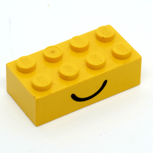 Lego Brick 2 x 4 with Smile / Frown Print
