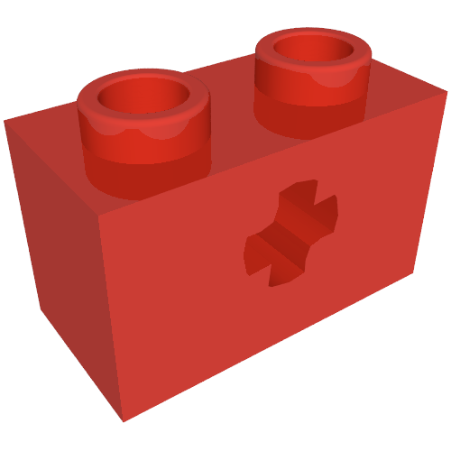 Lego Technic Brick 1 x 2 with Axle Hole Type 2 [X Opening] / Red