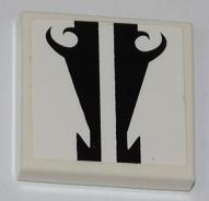 Lego Tile 2 x 2 with Black Decorative Lines on White Background Pattern (Sticker) - Set 8198 / White
