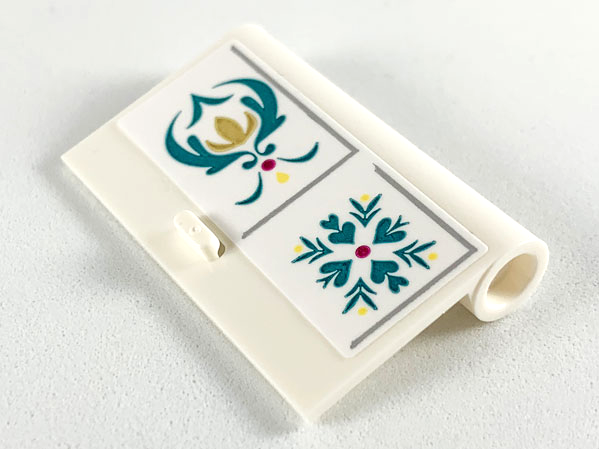 Lego Door 1 x 3 x 4 Right - Open Between Top and Bottom Hinge with Ornate Arendelle Crest Flower Pattern (Sticker) - Set 41167