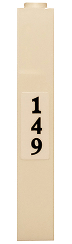 Lego Brick 1 x 1 x 5 - Solid Stud with Black '149' on White Background Pattern (Sticker) - Set 75810