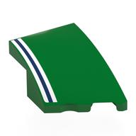 Lego Brick Wedged, Curved 3 x 2 with Stud Notch Right with White/Dark Blue/White Stripes Print