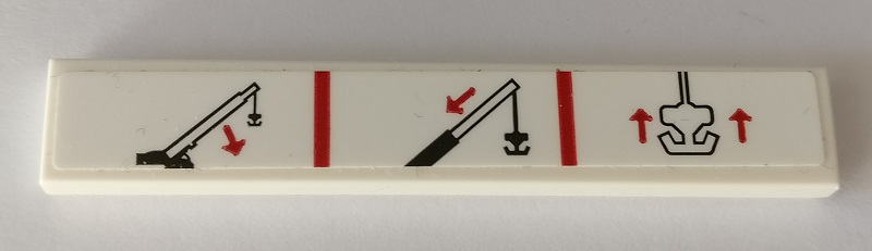 Lego Tile 1 x 6 with Technic Crane functions #1 Pattern (Sticker) - Set 42082 / White