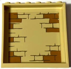 Lego Panel 1 x 6 x 5 with Tan and Dark Orange Bricks Type 2 Pattern on Inside (Sticker) - Set 75930 / Tan