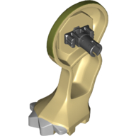 Lego Animal Body Part, Dinosaur, Triceratops Leg, Right, Front, with Pin, Light Bluish Gray Nails and Reddish Brown and Olive Green Print / Tan