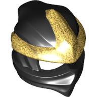 Lego Wrap with Forehead Ridge with Gold 3 Point Emblem, Bow in Back pattern / Black