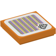 Lego Tile 2 x 2 with Cat Goomba and Barcode Print (Sticker) / Orange