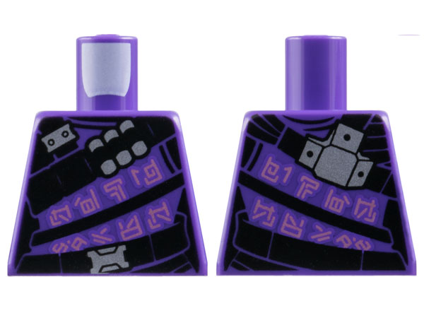 Lego Torso Female Suit with 3 Black Belts, Silver Buckles and Canisters and Metallic Pink Logograms Pattern / Dark Purple