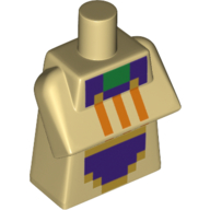 Lego Torso Special, Long with Folded Arms with Pixelated Purple, Orange and Green Squares Print / Tan