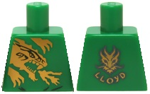 Lego Torso Ninjago Gold Dragon Front and Gold Dragon and 'LLOYD' Back Pattern / Green