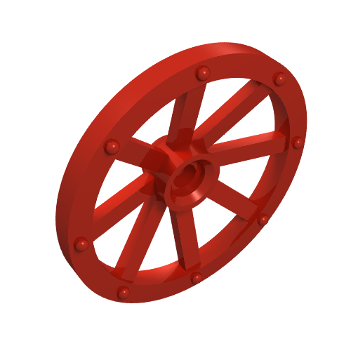 Lego Wheel Wagon Large (33mm D.), Round Hole For Wheel Holder Pin / Red