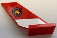 Lego Tail Shuttle with Fire Logo Badge on Red Background and White Stripe Pattern on Both Sides (Stickers) - Set 60110