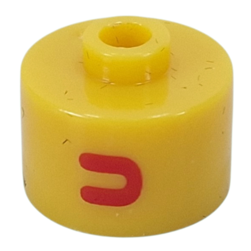 Lego Pen Bead, Round Long, Flat Edge with Red 'U' Print