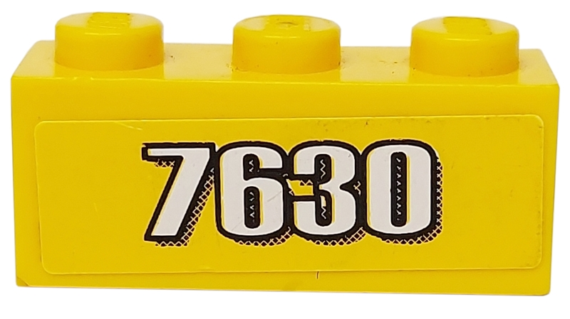 Lego Brick 1 x 3 with White '7630' Pattern (Sticker) - Set 7630 / Yellow